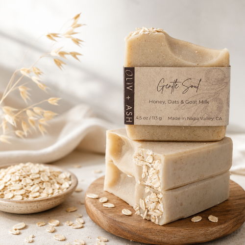 Handmade goat milk bar soap by Oliv and Ash