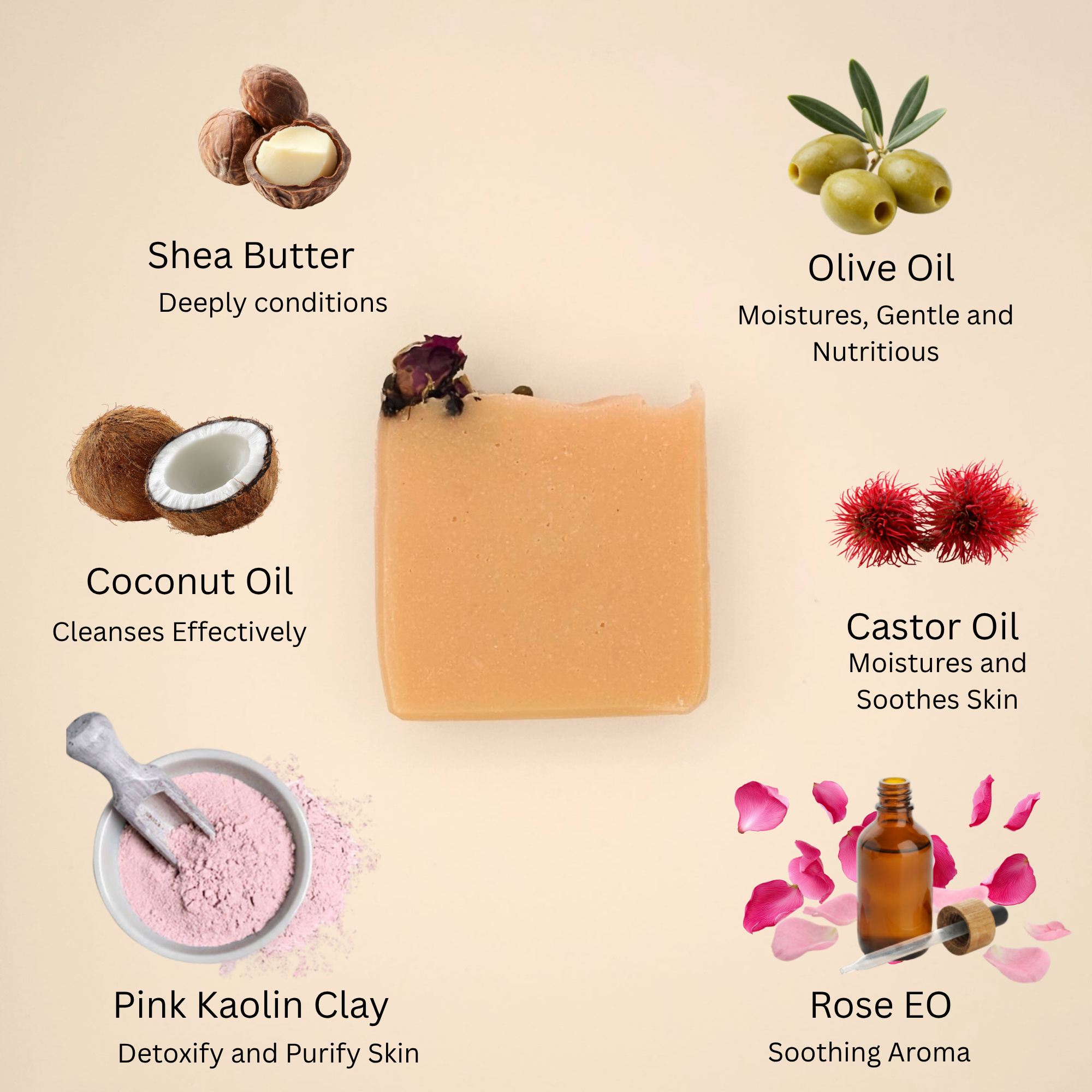 Natural Rose Soap by Oliv + Ash for Sensitive Skin
