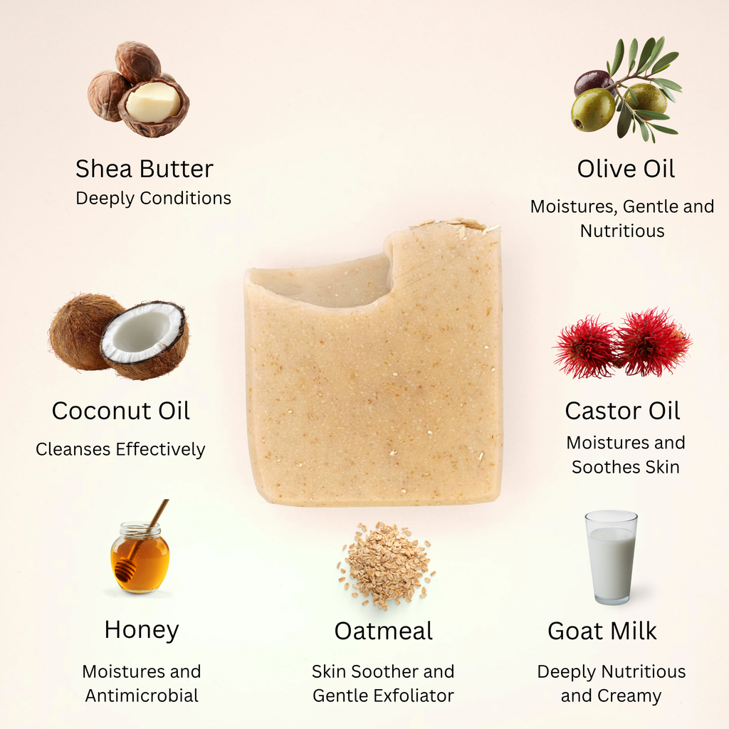 Oatmeal Honey Goat Milk Soap | Natural Soap for Sensitive Skin | Unscented Cold Process Soap | Moisturizing Handmade Soap | Oliv + Ash