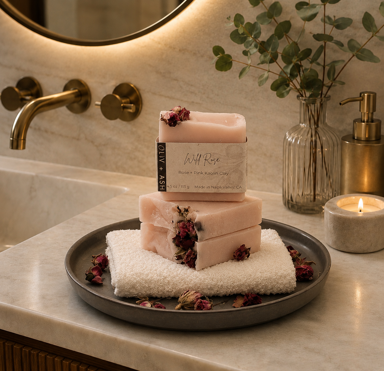 Rose Soap Bar by Oliv + Ash for sensitive skin
